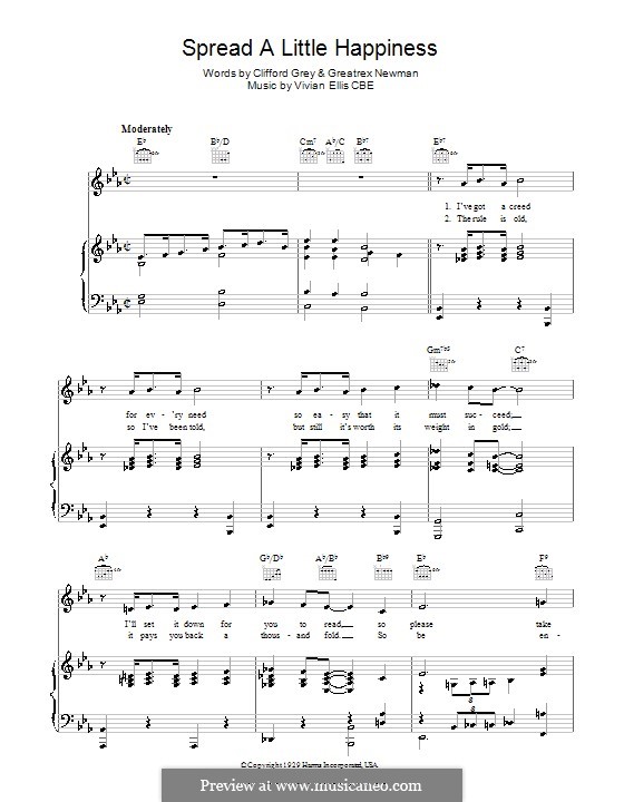 Spread A Little Happiness: For voice and piano (or guitar) by Vivian Ellis