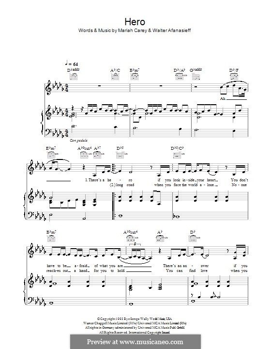 Hero: For voice and piano or guitar (X Factor Finalists 2008) by Mariah Carey, Walter Afanasieff