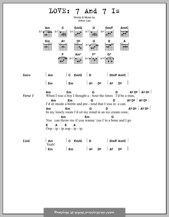 7 and 7 Is (Love): Lyrics and chords by Arthur Lee