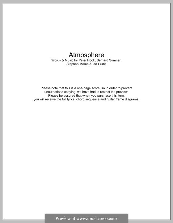 Atmosphere (Joy Division): Lyrics and chords by Bernard Sumner, Ian Curtis, Peter Hook, Stephen Morris