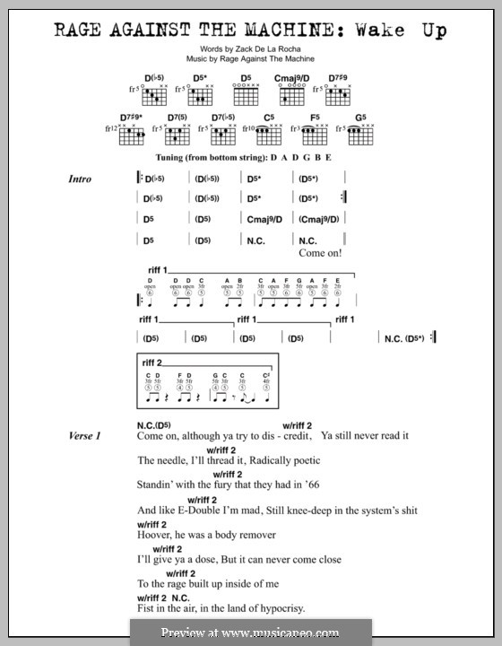 Wake Up: Lyrics and chords by Rage Against The Machine