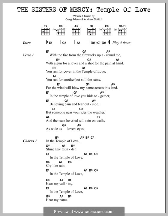 Temple of Love (The Sisters of Mercy): Lyrics and chords by Andrew Eldritch, Craig Adams