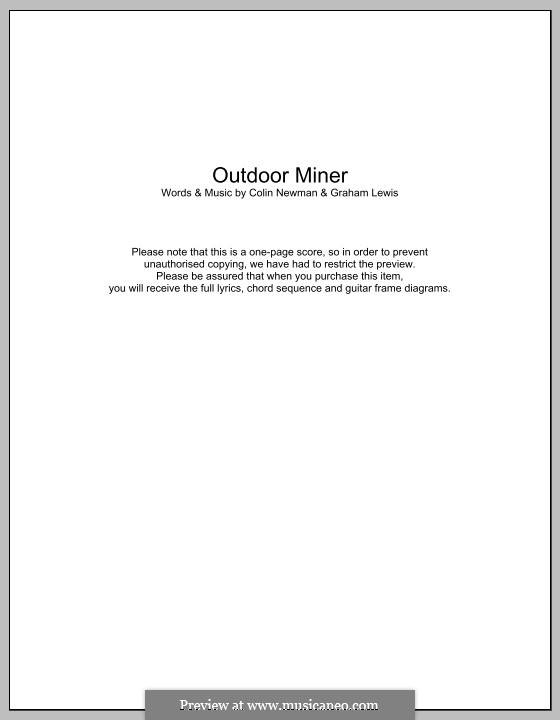 Outdoor Miner (WIRE): Lyrics and chords by Colin Newman, Graham Lewis