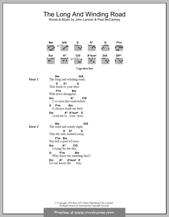 The Long and Winding Road (The Beatles): Lyrics and chords by John Lennon, Paul McCartney