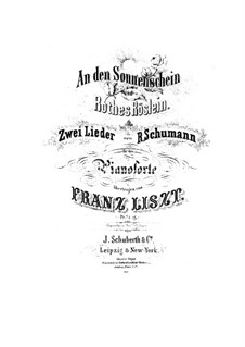 Transcription on Songs by Schumann, S.567: Transcription on Songs by Schumann by Franz Liszt