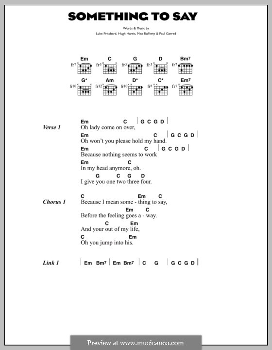 Something to Say (The Kooks): Lyrics and chords by Hugh Harris, Luke Pritchard, Max Rafferty, Paul Garred