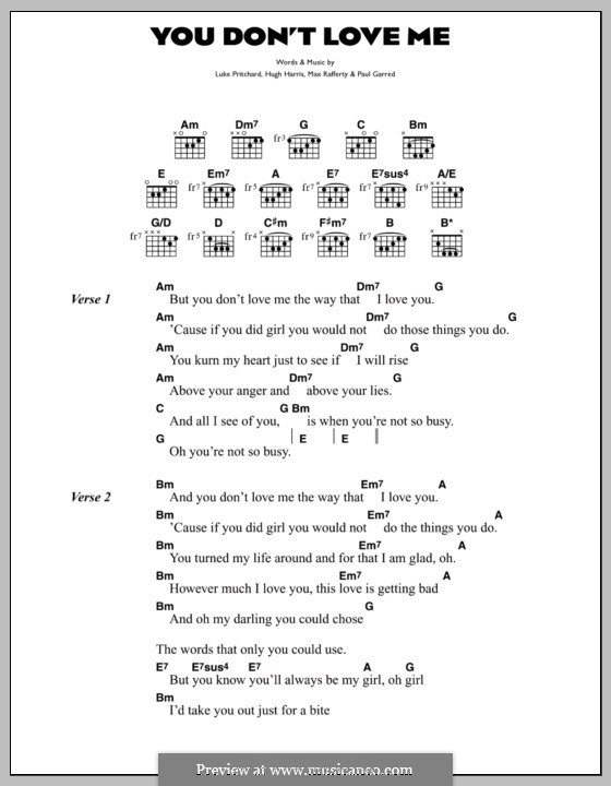 You Don't Love Me (The Kooks): Lyrics and chords by Hugh Harris, Luke Pritchard, Max Rafferty, Paul Garred