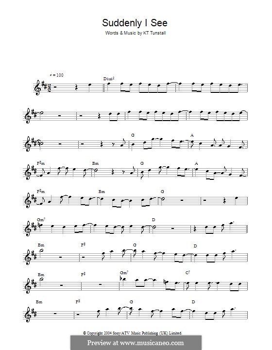Suddenly I See by KT Tunstall sheet music on MusicaNeo Suddenly I See by KT Tunstall sheet music on MusicaNeo