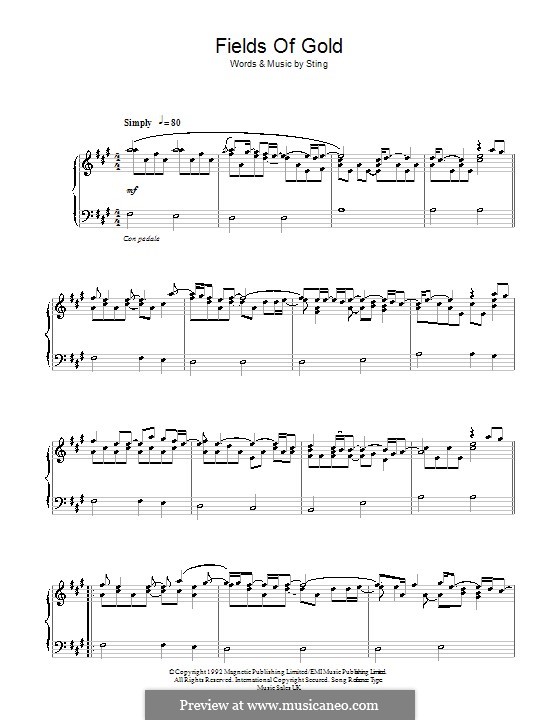 Fields of Gold: For piano by Sting