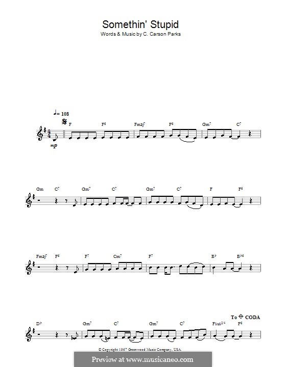 Somethin' Stupid (Frank Sinatra): For clarinet by C. Carson Parks