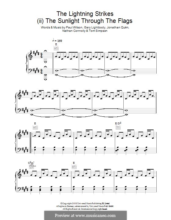 The Lightning Strike (Snow Patrol): For voice and piano (or guitar) by Gary Lightbody, Jonathan Quinn, Nathan Connolly, Paul Wilson, Tom Simpson