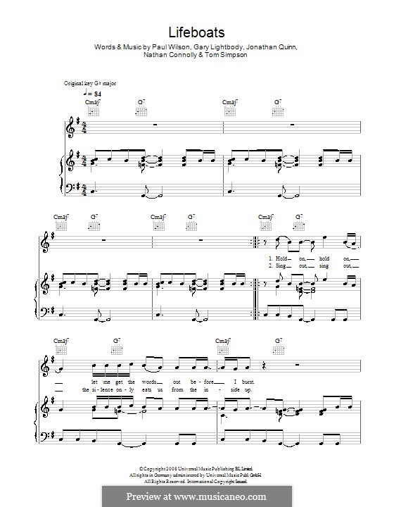 Lifeboats (Snow Patrol): For voice and piano (or guitar) by Gary Lightbody, Jonathan Quinn, Nathan Connolly, Paul Wilson, Tom Simpson