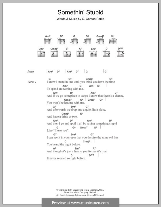 Somethin' Stupid (Frank Sinatra): Lyrics and chords by C. Carson Parks