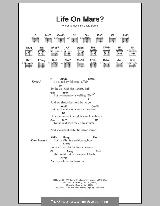 Life on Mars?: Lyrics and chords by David Bowie