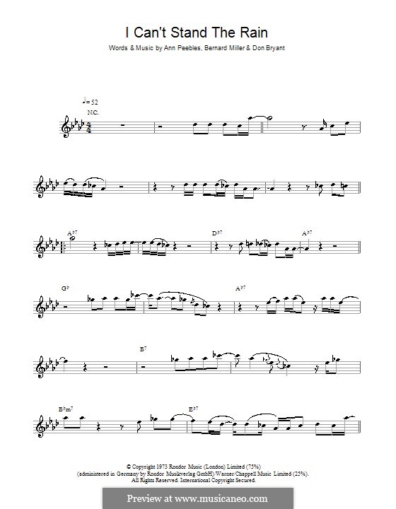 I Can't Stand the Rain by A. Peebles, B. Miller, D. Bryant on