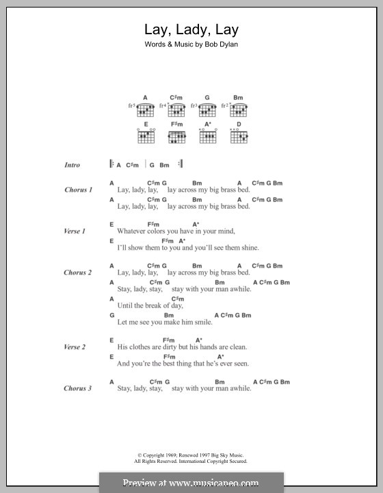 Lay Lady Lay: Lyrics and chords by Bob Dylan