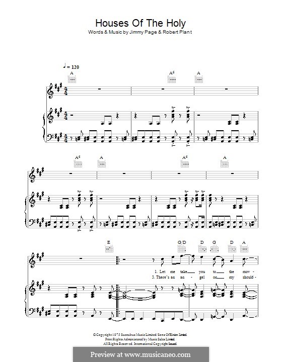 Houses of the Holy (Led Zeppelin): For voice and piano (or guitar) by Jimmy Page, Robert Plant
