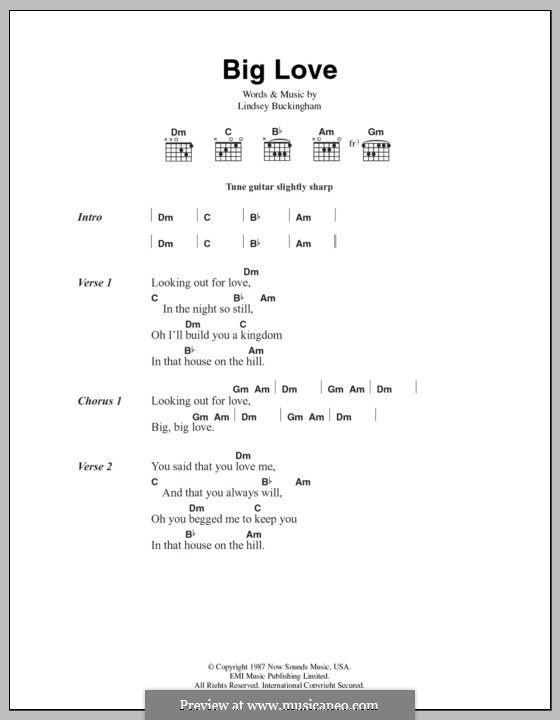 Big Love (Fleetwood Mac): Lyrics and chords by Lindsey Buckingham