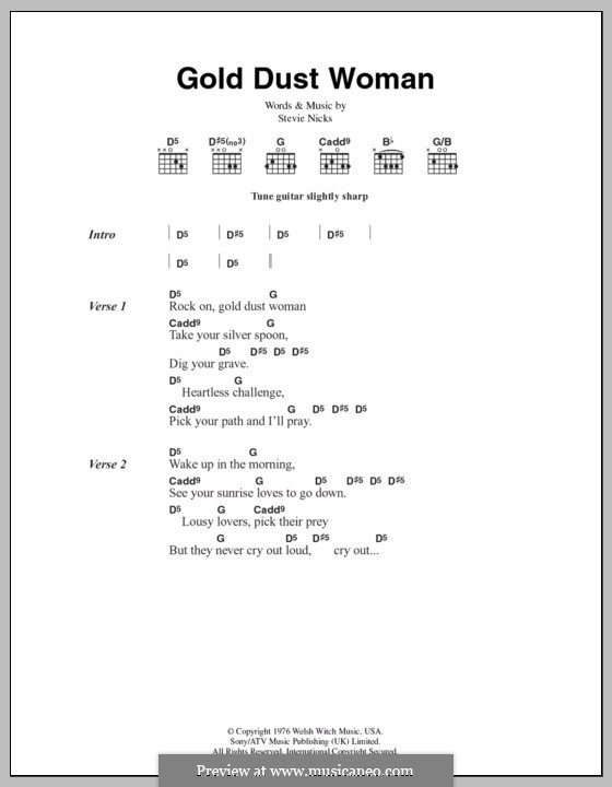 Gold Dust Woman (Fleetwood Mac): Lyrics and chords by Stevie Nicks
