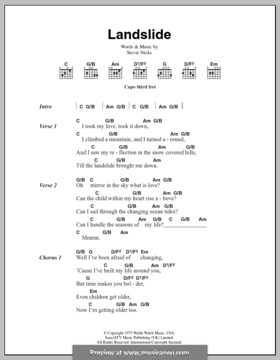 Landslide (Fleetwood Mac): Lyrics and chords by Stevie Nicks