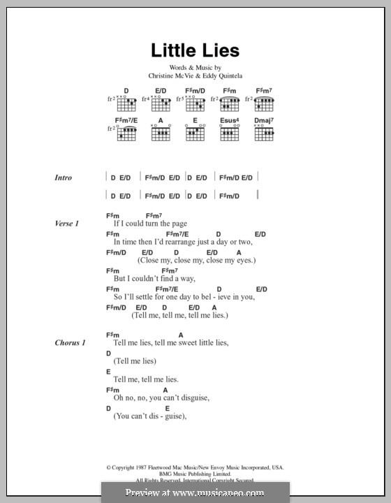 Little Lies (Fleetwood Mac): Lyrics and chords by Christine McVie, Eddy Quintela