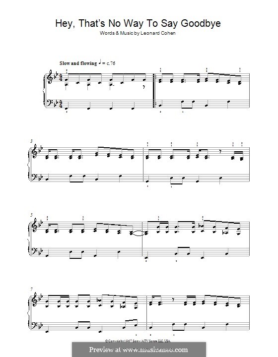 Hey That S No Way To Say Goodbye By L Cohen Sheet Music On Musicaneo Hey That S No Way To Say Goodbye By L Cohen Sheet Music On Musicaneo