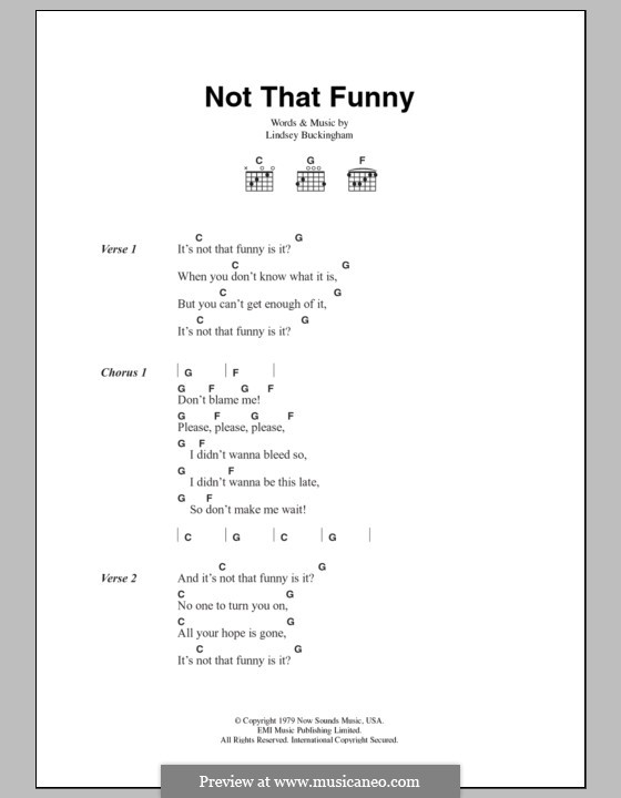 Not That Funny (Fleetwood Mac) by L. Buckingham - sheet music on MusicaNeo