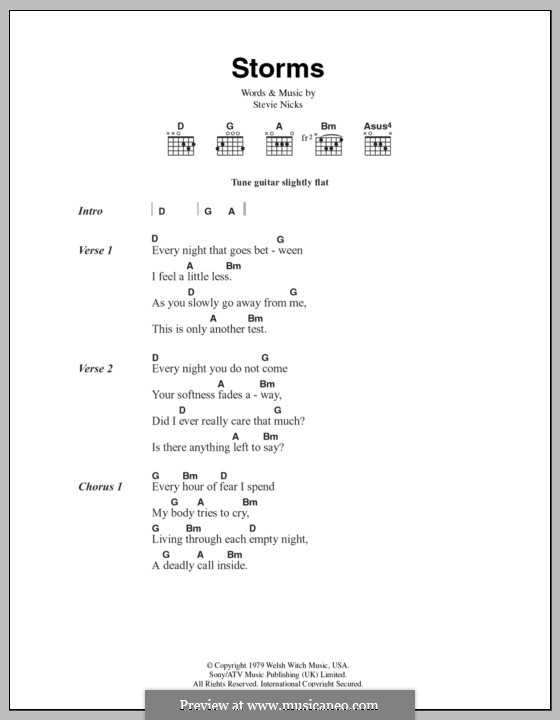 Storms (Fleetwood Mac): Lyrics and chords by Stevie Nicks