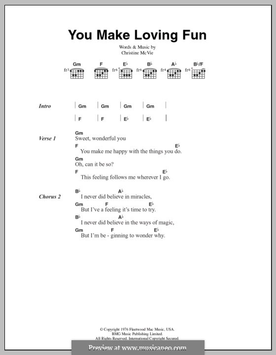 You Make Loving Fun (Fleetwood Mac): Lyrics and chords by Christine McVie