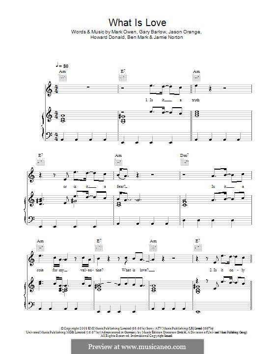 What Is Love (Take That): For voice and piano (or guitar) by Gary Barlow, Howard Donald, Jason Orange, Mark Owen