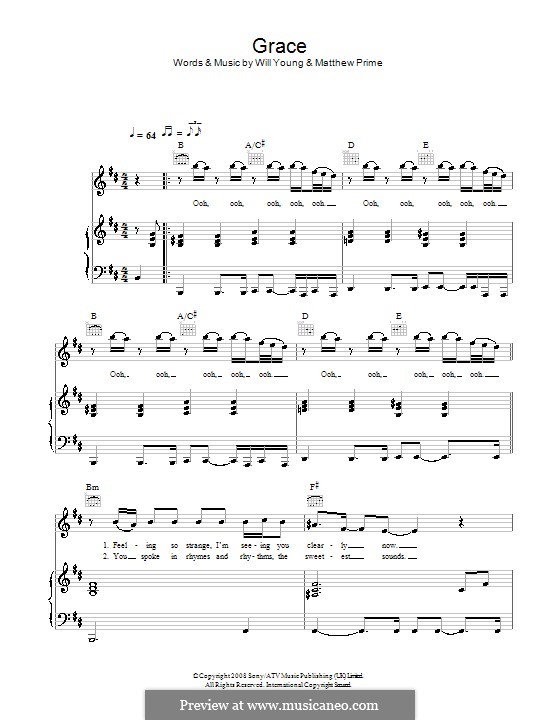 Grace (Will Young): For voice and piano (or guitar) by Matthew Prime