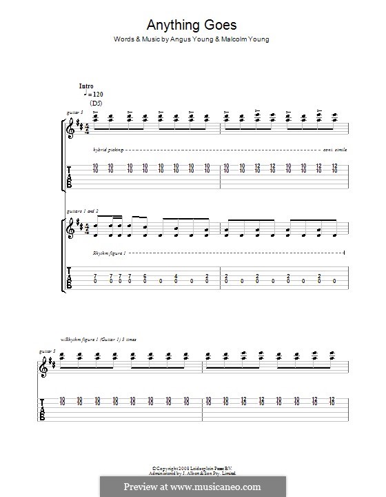 Anything Goes (AC/DC): For guitar with tab by Angus Young, Malcolm Young