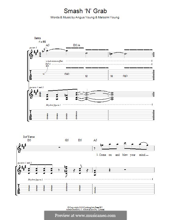 Smash 'n' Grab (AC/DC): For guitar with tab by Angus Young, Malcolm Young