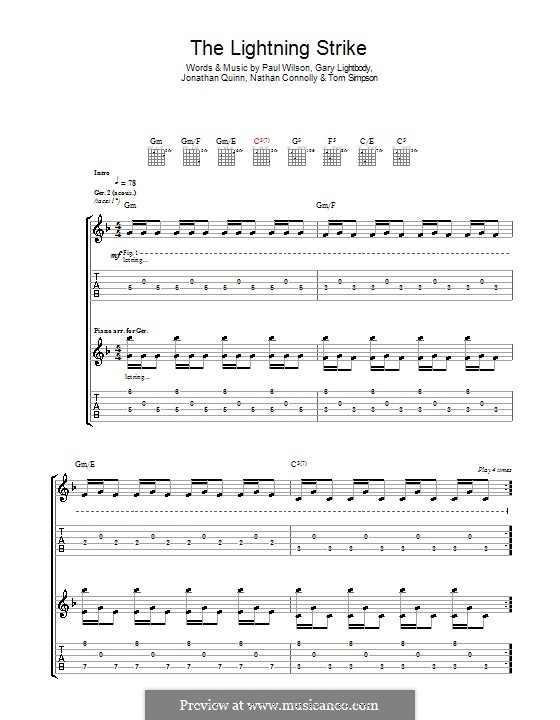 The Lightning Strike (Snow Patrol): For guitar with tab by Gary Lightbody, Jonathan Quinn, Nathan Connolly, Paul Wilson, Tom Simpson