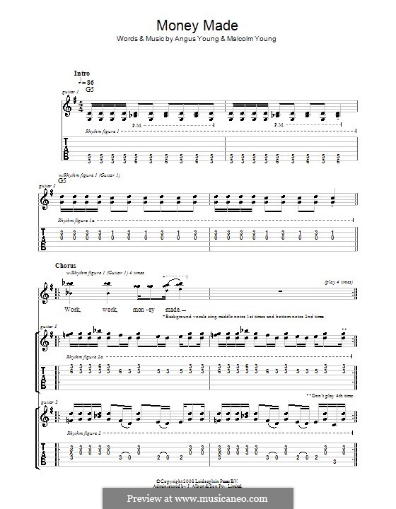 Money Made (AC/DC): For guitar with tab by Angus Young, Malcolm Young