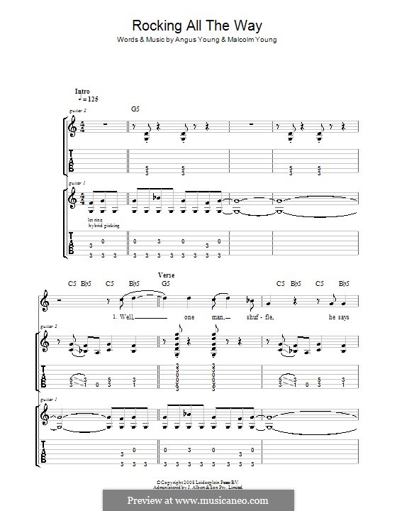 Rocking All the Way (AC/DC): For guitar with tab by Angus Young, Malcolm Young