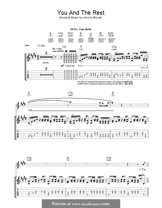 You and the Rest (Razorlight): For guitar with tab by Johnny Borrell