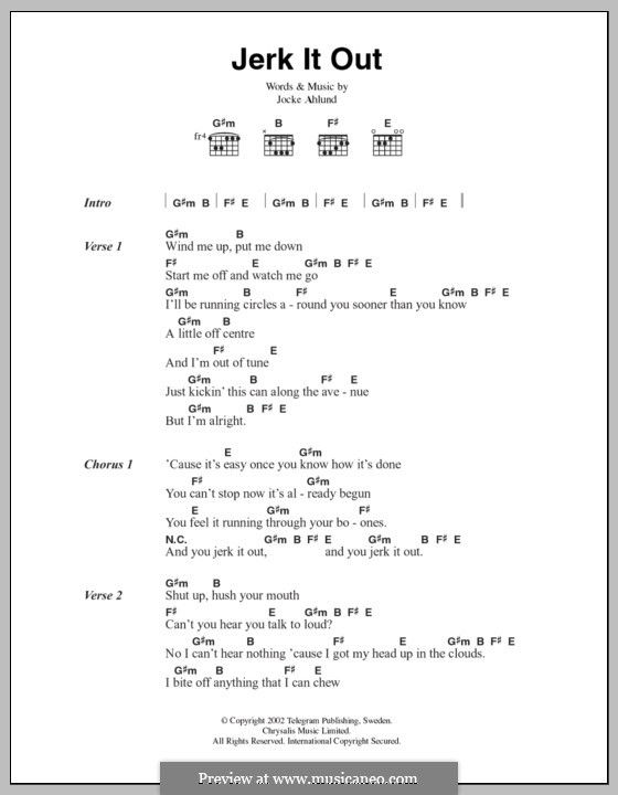 Jerk It Out (The Caesars): Lyrics and chords by Joakim Ahlund