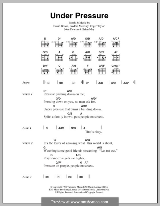 Under Pressure Queen Lyrics