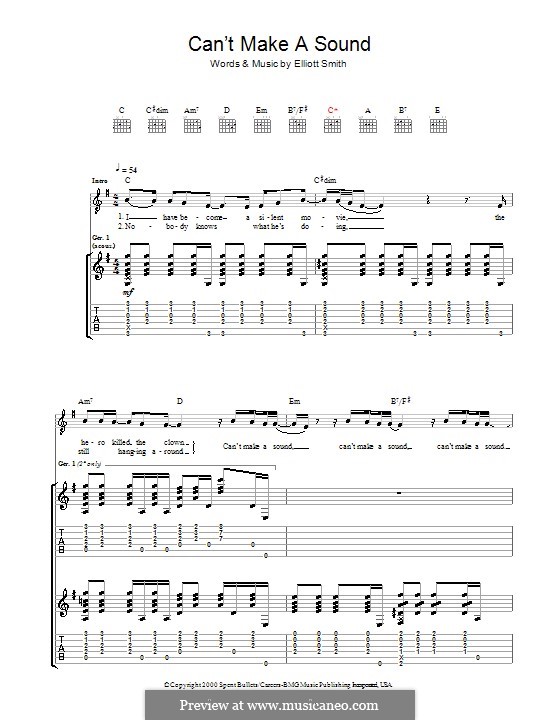 Can't Make a Sound: For guitar with tab by Elliott Smith