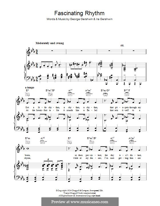Fascinating Rhythm (from Rhapsody in Blue): For voice and piano (or guitar) by George Gershwin