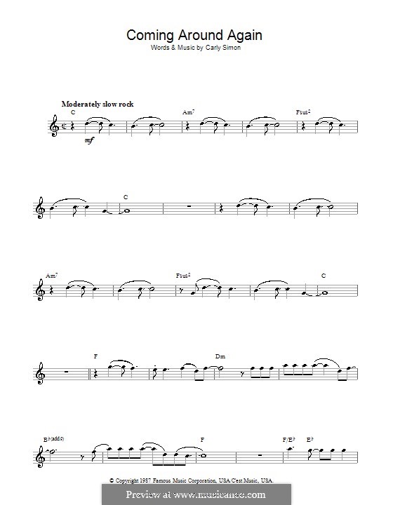 Coming Around Again: For flute by Carly Simon