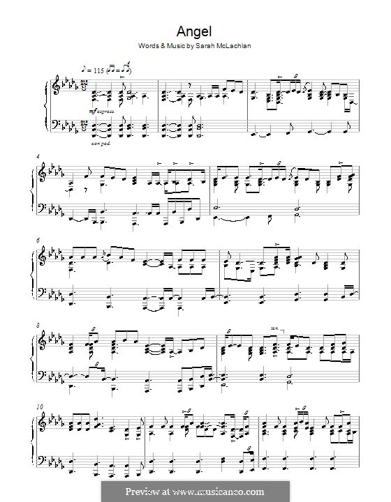 Angel: For piano (D Flat Major) by Sarah McLachlan