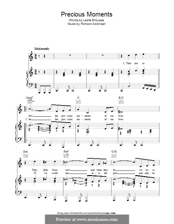Precious Moments (Matt Monro): For voice and piano (or guitar) by Richard Addinsell