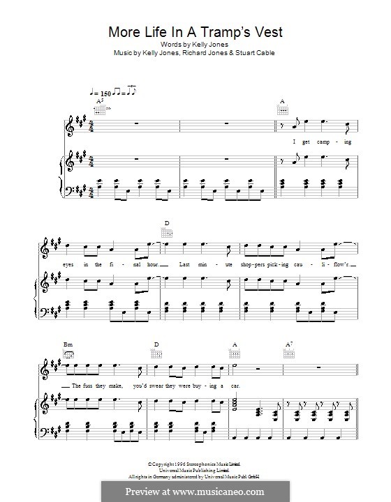 More Life in a Tramp's Vest (Stereophonics): For voice and piano (or guitar) by Kelly Jones, Richard Jones, Stuart Cable