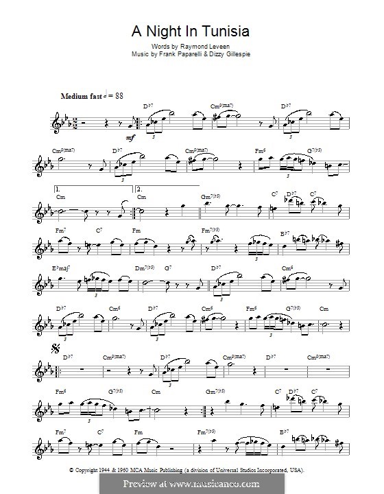 A Night In Tunisia: For flute by Dizzy Gillespie, Frank Paparelli