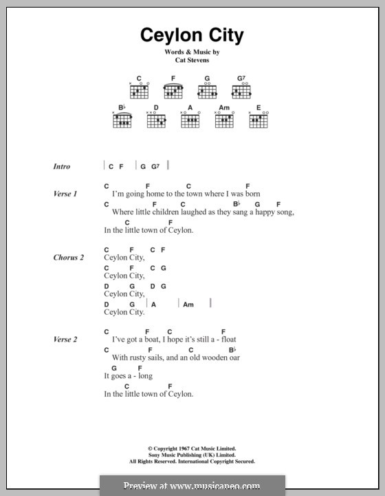 Ceylon City: Lyrics and chords by Cat Stevens