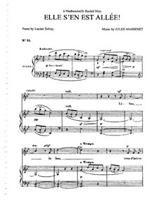 Elle s'en est allée: For voice and piano by Jules Massenet