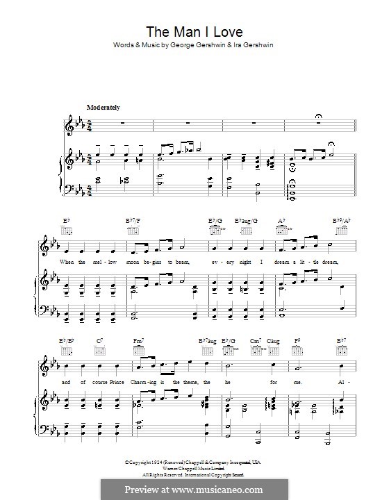 The Man I Love: For voice and piano (or guitar) by George Gershwin