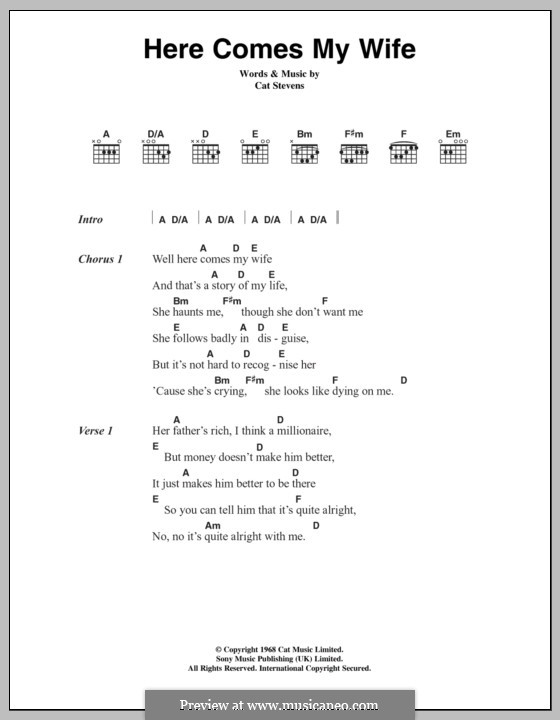 Here Comes My Wife: Lyrics and chords by Cat Stevens